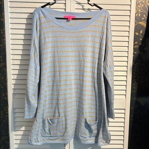 Lilly Pulitzer Blue and Gold Striped Tunic
